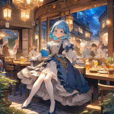 夜のカフェ