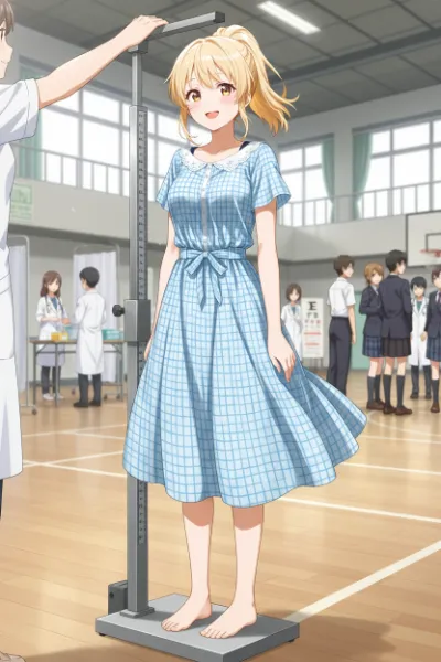 学校の健康診断で輝く少女の瞬間