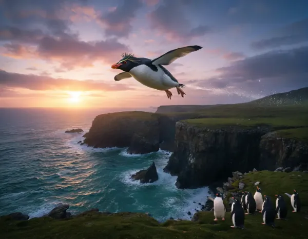 夕陽に舞うペンギンの翼