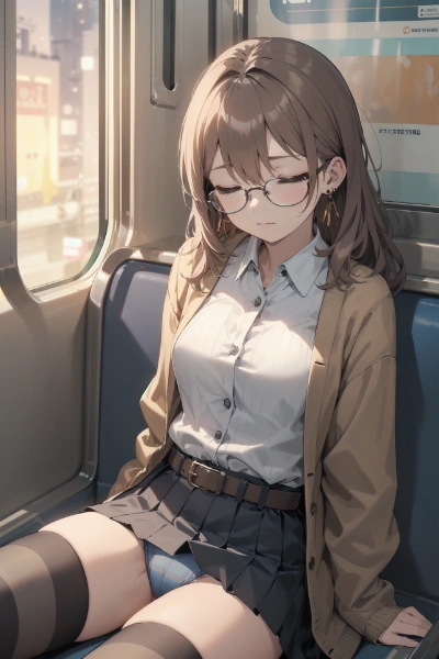 電車で爆睡してパンチラ