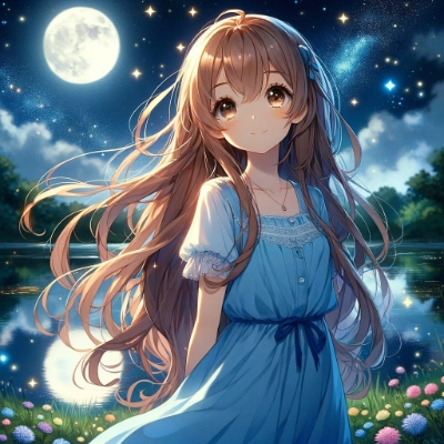 湖のほとりで天体観測