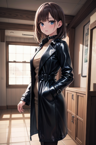 レザーコートのお姉さん