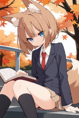 読書をする狐娘さん