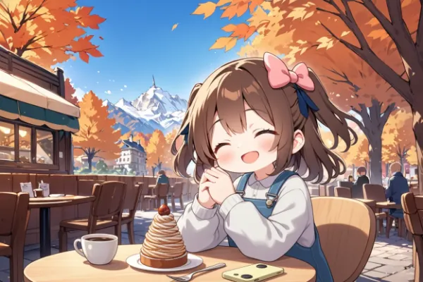 秋のカフェテラスにて