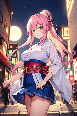 街中、巫女