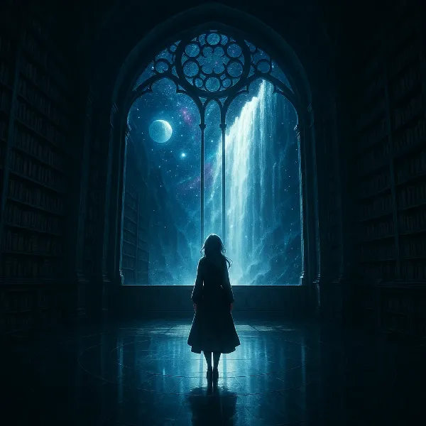 星降る滝の図書館で待つ少女