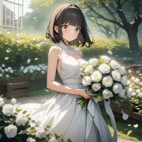 白いバラのブーケ