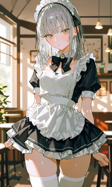 銀髪ショート　メイド