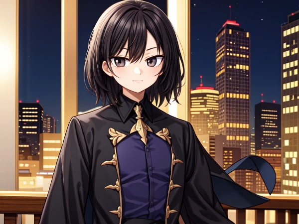 デフォルメされた、黒髪セミロング男性★(3枚)