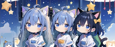 女の子達と夜空1