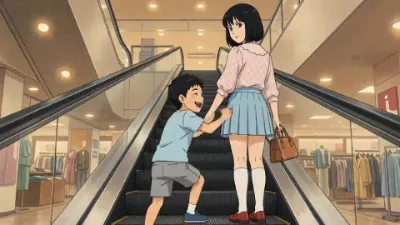 デパートに来た姉弟　２　GIF