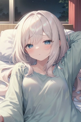 布団の中で、眠そうにしている少女