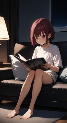 台本を読み込むかなちゃん