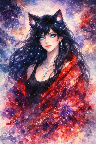 星空に輝く猫耳の秘密の旅人