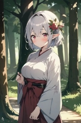 巫女さんの散歩