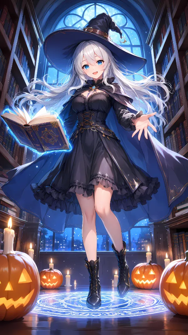図書館の魔女と光る魔法陣