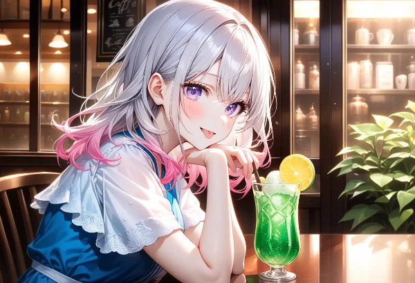 カフェで飲むメロンソーダは美味い