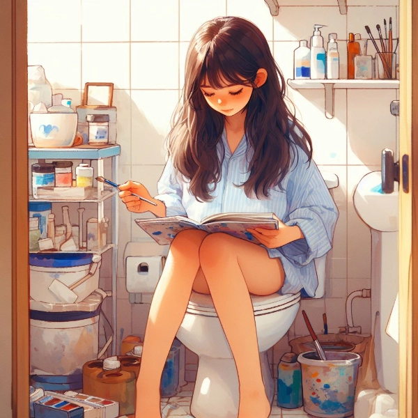 トイレでお絵かき