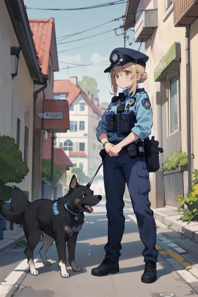 婦警さんと犬
