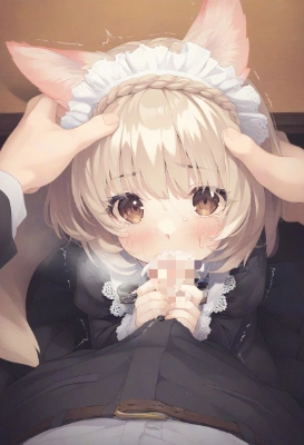 たまたま近くを通りかかった主人にバレないよう口内射精されたケモ耳少女