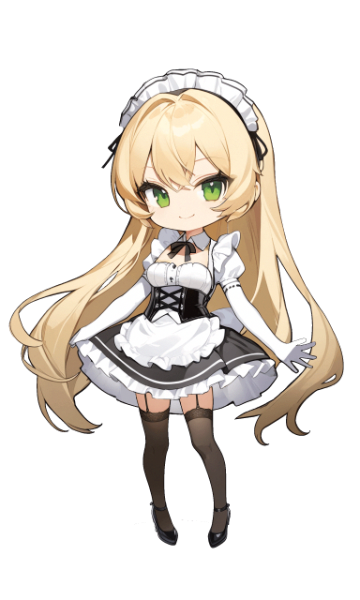 ちびキャラメイド服の少女