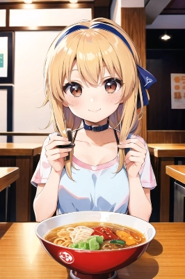 ラーメン屋巡りをする少女