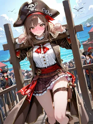 大衆に恥部を晒す、拘束された美少女