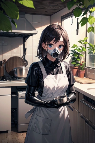 ゴム手袋＆ガスマスクの主婦