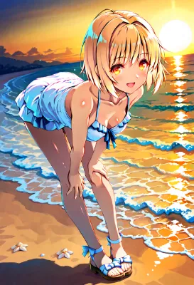夕陽に染まる浜辺の秘密の約束