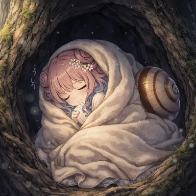 カタツムリの少女の冬ごもり