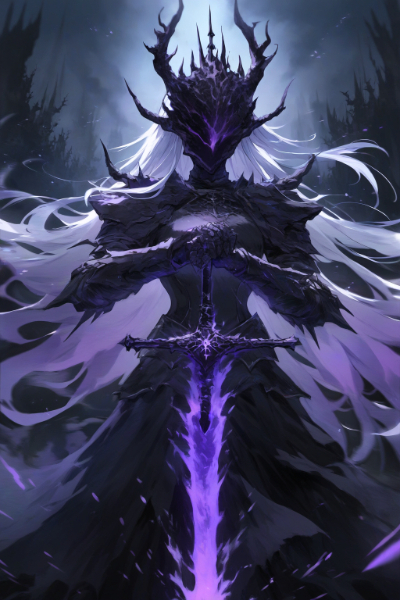 闇炎の剣を構える暗黒騎士ちゃん