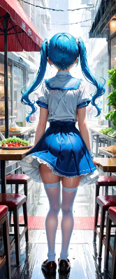 雨の中のウエイトレスさん