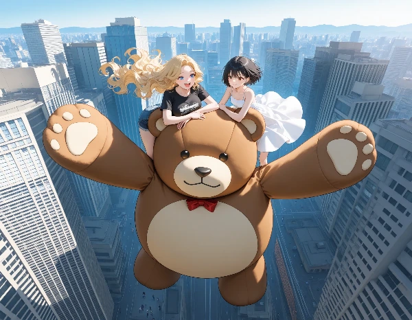 黒髪＆ブロンド・テディベアとお出掛け