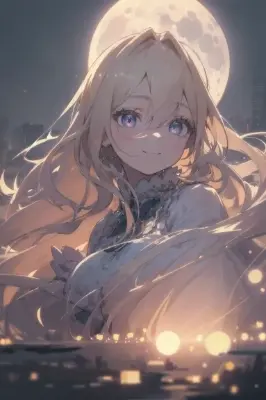 月夜に佇む金色の髪の少女