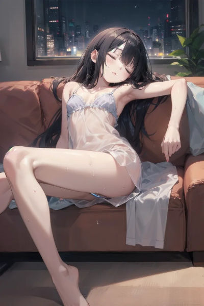 真夏の夜の無防備少女