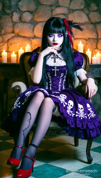 黒薔薇の園、蝋燭に揺れる禁断の甘さ - In the garden of black roses, the forbidden sweetness flickers in the candleligh