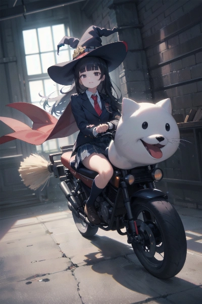 箒…の代わりになんかスゴイのに乗った魔女子先輩