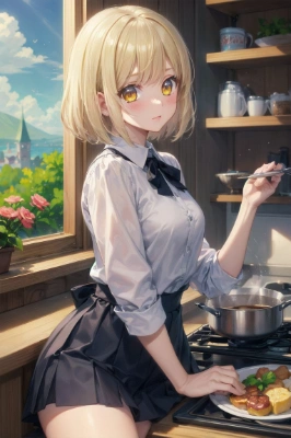 朝食のつくってます