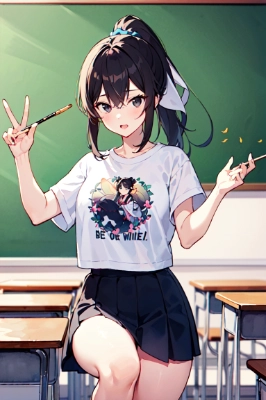 教室で歌う女の子