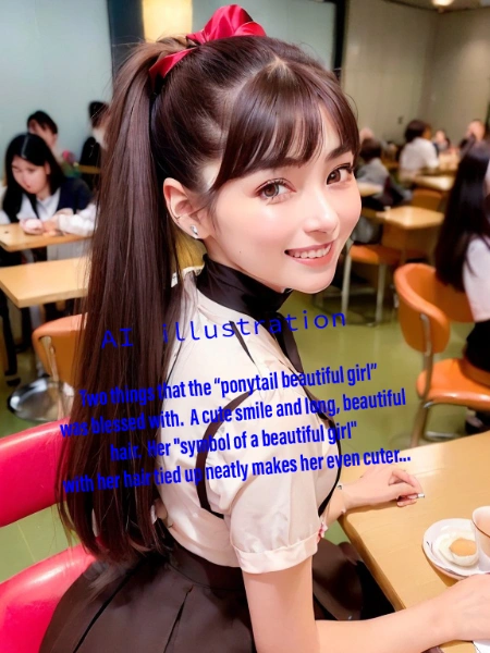 笑顔のポニーテール美少女