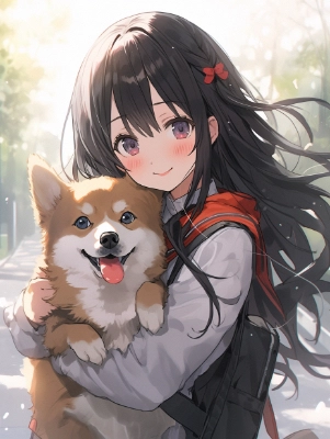 女の子とワンちゃん