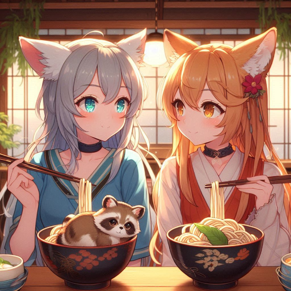 きつねとたぬきを擬人化してみた