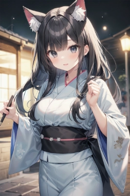 浴衣を着た猫耳少女