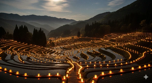 千枚田　イルミネーション