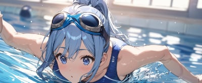 青髪さんのスイミング