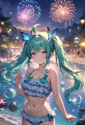 楽園の夜空を彩る花火
