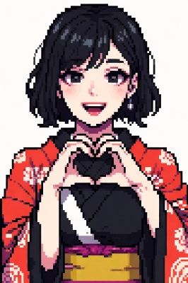 Pixel artで着物美女