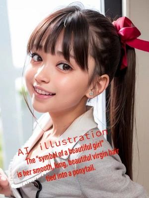 笑顔のポニーテール美少女