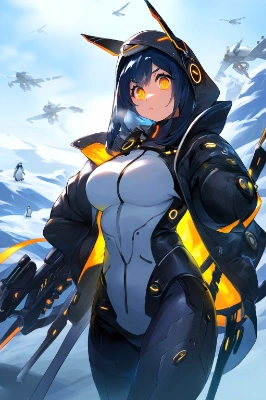 ペンギンフードのサイボーグ娘