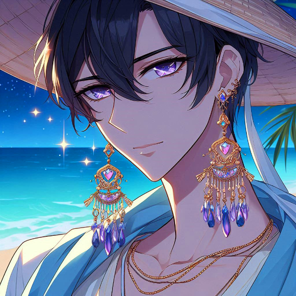 耳飾りをつけた、アラビア風な黒髪短髪男性★その1(12枚)